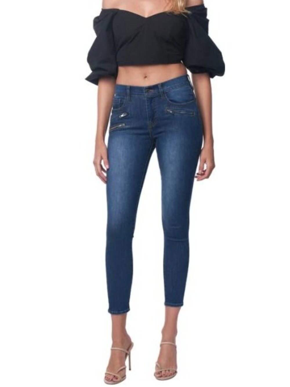 Etienne Marcel Size 27 Jeans Zipper Pocket Embellished EM7034 NWT Skinny Ankle